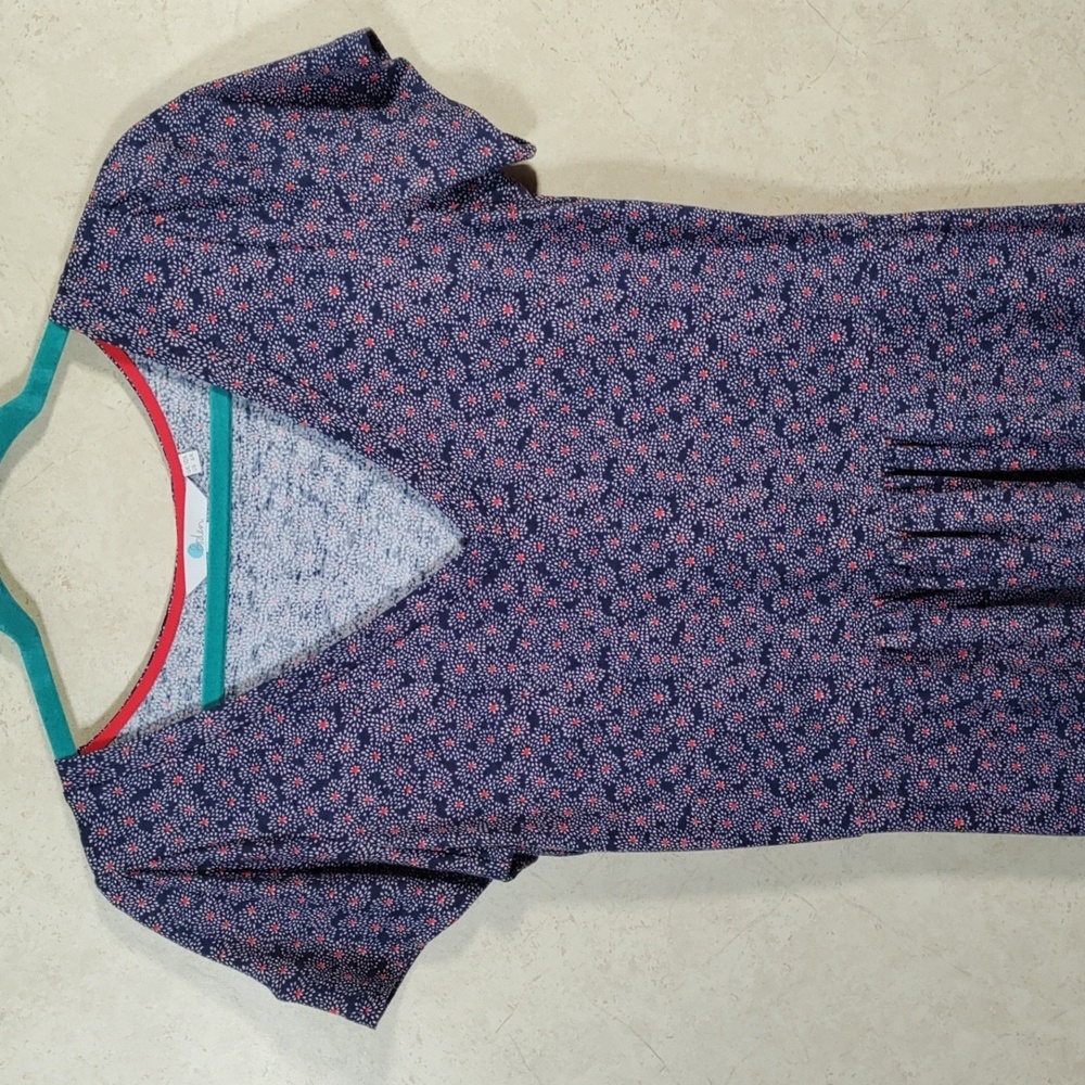 *D130 Boden blue w/red & tan floral print S/S v-neck knit dress 6 NEW CLEARANCE